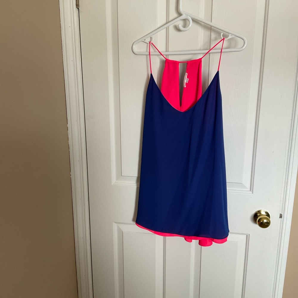 Women’s Two-Tone Navy and Hot Pink Spaghetti Strap Blouse